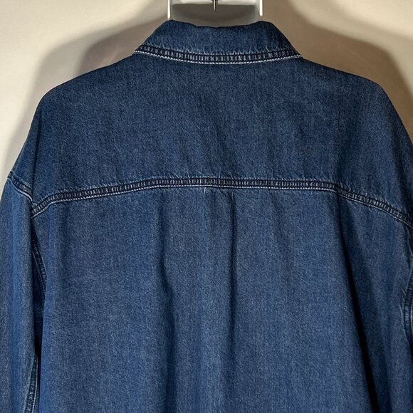 Eloquii SZ 22/24 Blue Denim Shacket Shirt Oversized Street Style Western Staple - Picture 5 of 9